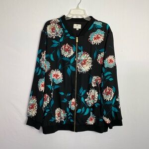 Chaus Black and Red Floral Hoodie